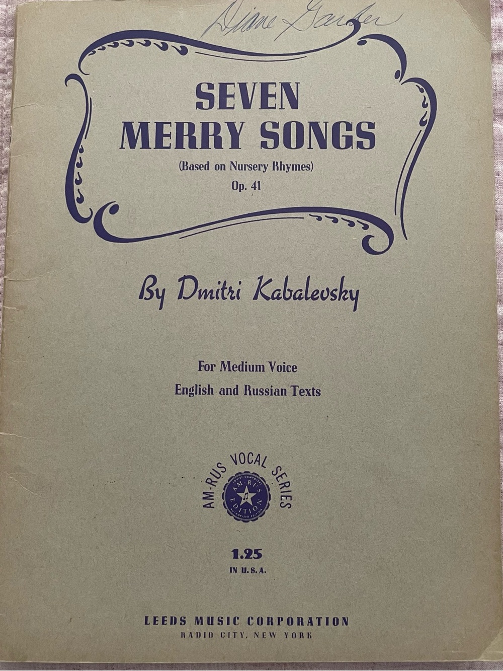 Seven Merry Songs Piano & Vocal Sheet Music by Dmitri Kabalevsky - 1948